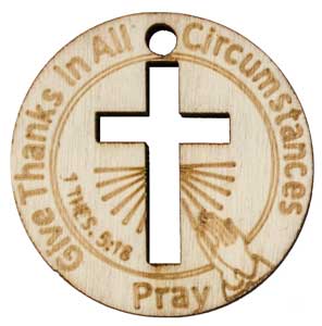 Give Thanks Wood Christian Coins