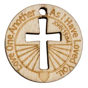Wood coins - Love One Another - Christian
