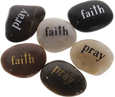 Faith Pray Worry Stones Natural 2 Sided 