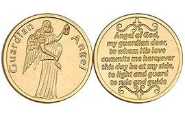 Angel of God Coin Protect Me Gold Tone