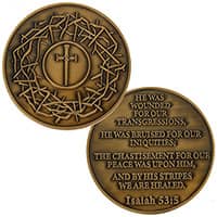 Isaiah 53:5 Crown of Thorns Challenge Coin, Easter Token