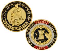 Put On The Whole Armor of God Coin, Armor Of God Challenge Coin