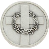 Cross with Crown of Thorns Silver Coin, John 14:6 