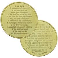 Ten Commandments Gold Metal Coin