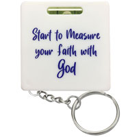 White Start to Measure your Faith in God Tape Measure Keychain
