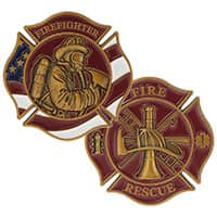 Firefighter Patriotic USA Gold Deluxe Challenge Coin 