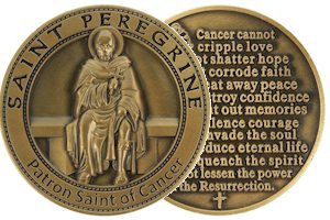 St. Peregrine Patron Saint of Cancer Coin - Antique Gold