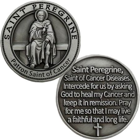 St Peregrine Cancer Pewter Coin Token