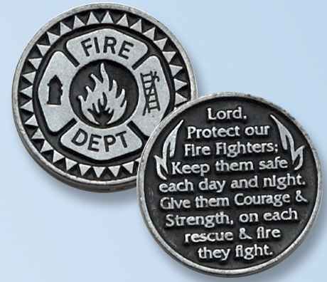 Fire Department Prayer Coin FireFighters
