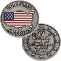 God Bless America Veterans Coin USA Flag 