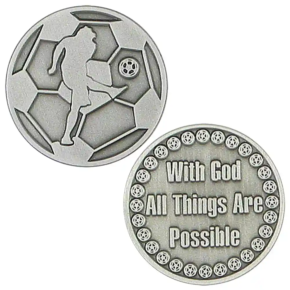 Inspirational Christian Soccer Token - With God All Things Are Possible