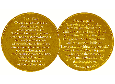 ten commandments coin christian gold aluminum