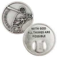 Silver Plated Baseball Coin With God All Things Are Possible