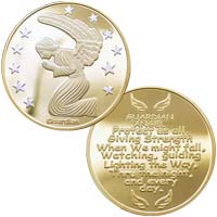 Gold Guardian Angel Coin and Protective Capsule