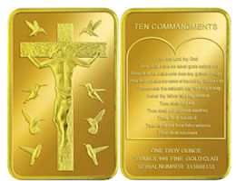 Ten Commandments Crucifix Coins Gold Plated