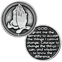 Serenity Prayer Coin with Praying Hands
