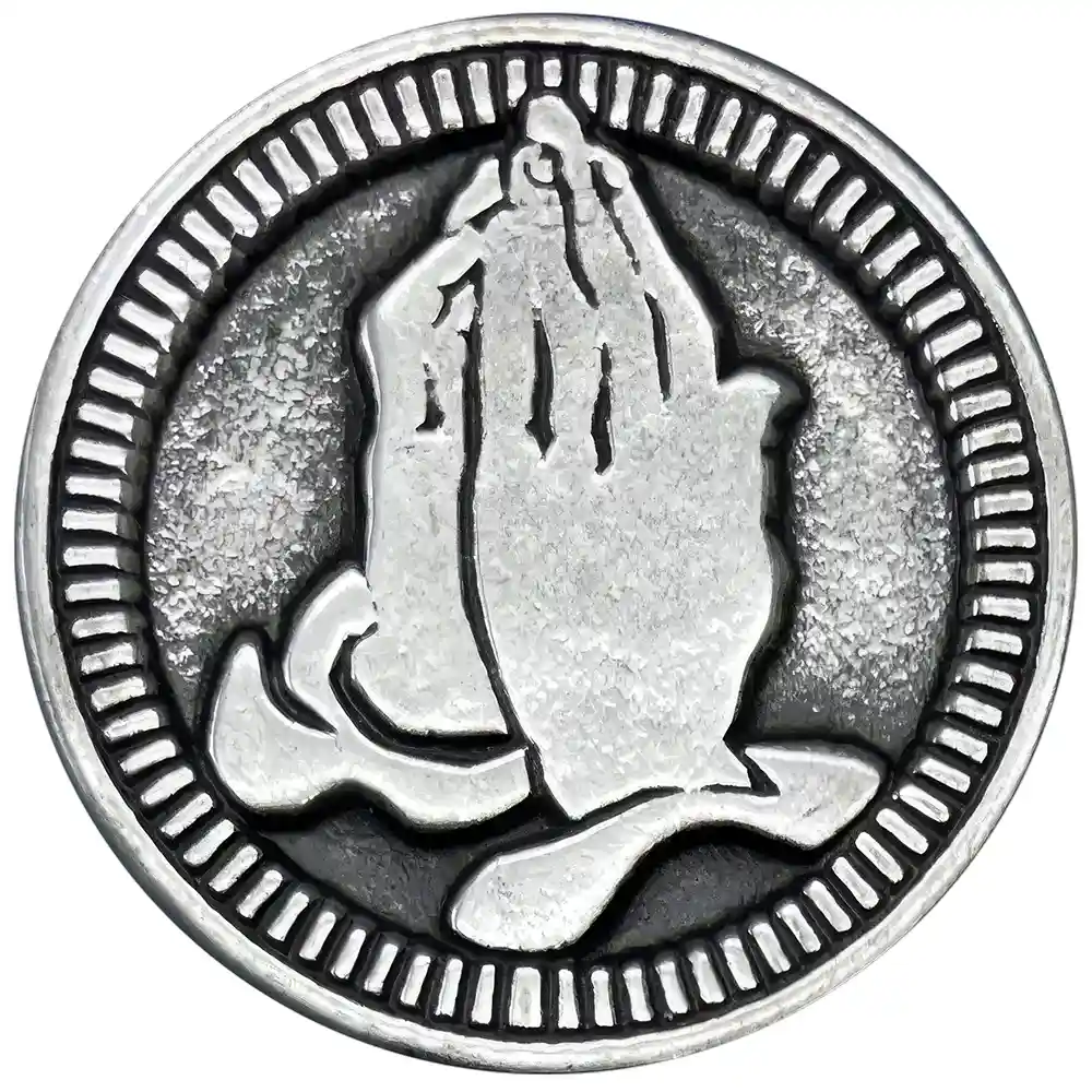 Praying Hands Serenity Prayer Coin - Front