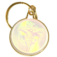 Crucifix Spirit Dove Holographic Key Chain