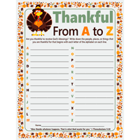 Thankful From A to Z Thanksgiving Worksheets - 24 Pc.