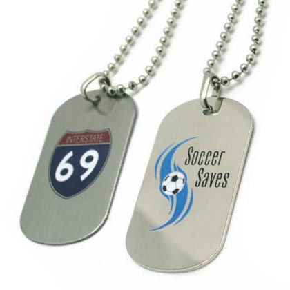 Stainless Steel Dog Tag Photo Etched with Soft Enamel