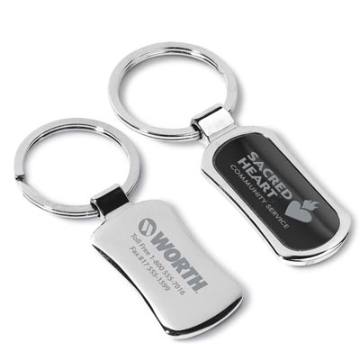 Laser Engraved Chrome and Gunmetal Keychain