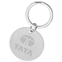 Custom Round Polished Chrome Laser Engraved Keychain