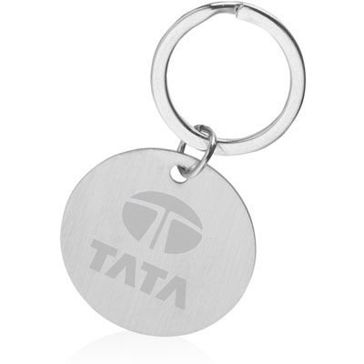 Custom Round Polished Chrome Laser Engraved Keychain