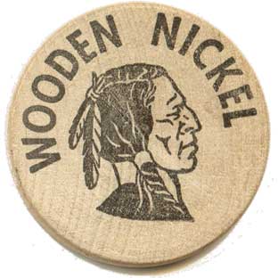 Custom Wooden Nickel Coin Front