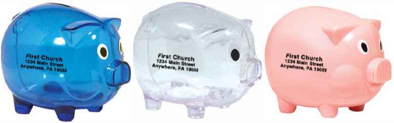 Medium Piggy Bank Plastic  (150 Minimum )