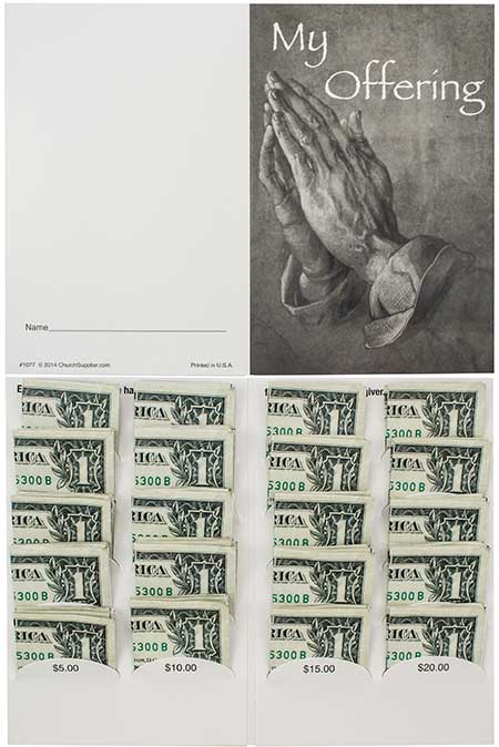 $20 - Dollar Praying Hands Donation Folder - Pk of 50