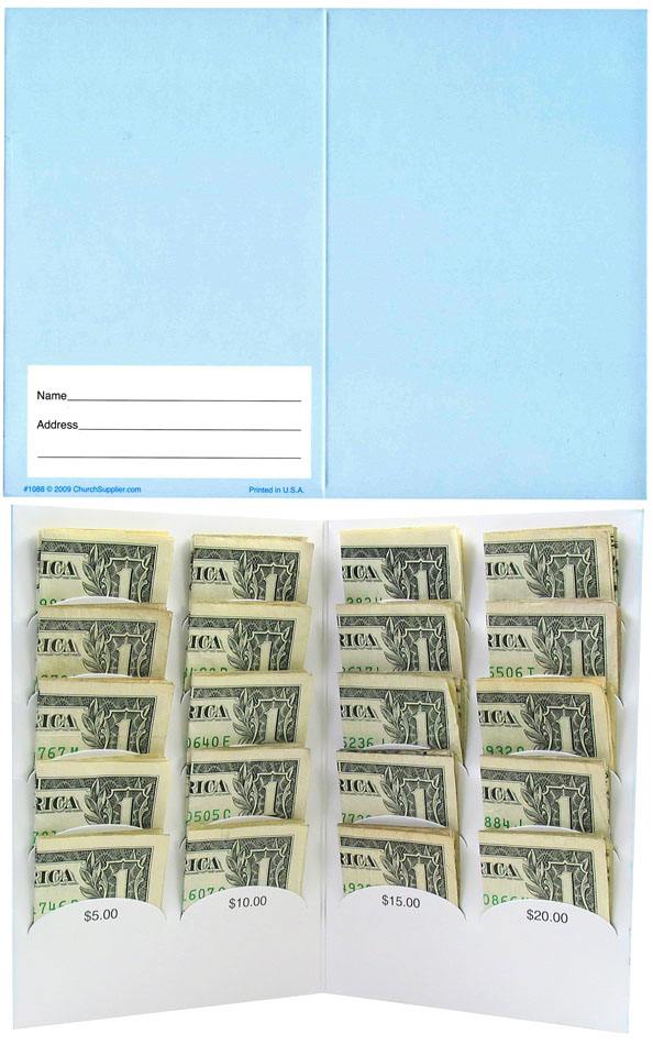 $20 - Dollar Donations Blank Folder. Pkgs of 50