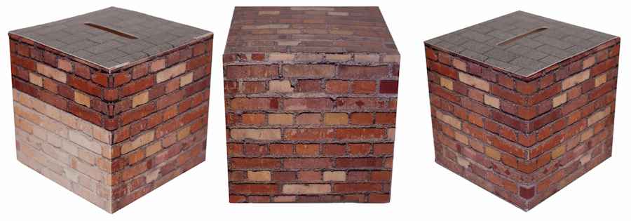 Brick Building Fund Bank Donation Box Pkg of 50