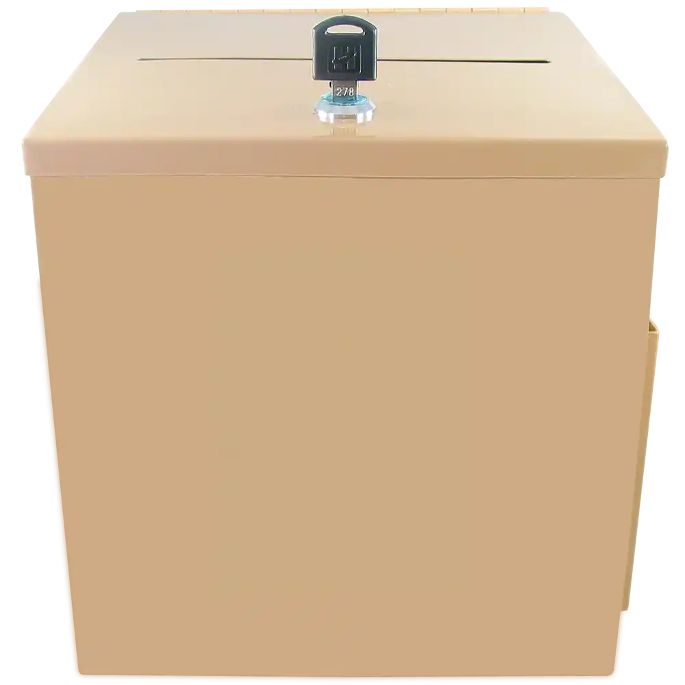 Tan Metal Lock Box - Donation Box