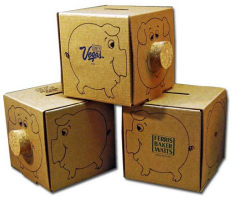 Recycled Piggy Bank Donation Box, 150 Custom Information