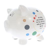 Piggy Bank Christian Inspirational Ceramic White