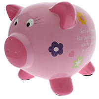 Piggy Bank Christian Inspirational Ceramic Pink