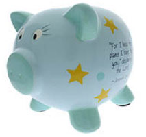 Piggy Bank Christian Inspirational Ceramic Blue