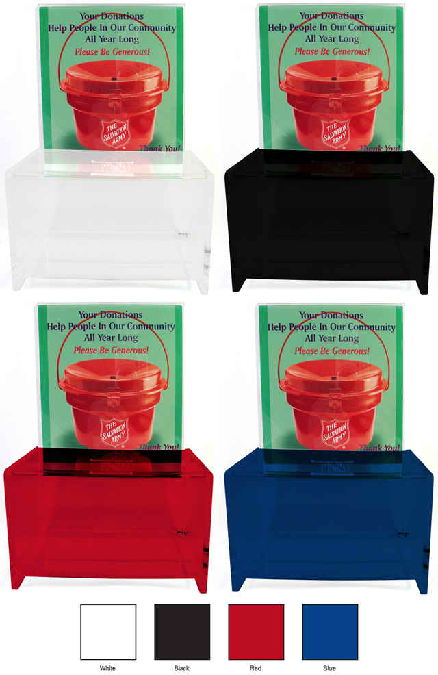 Medium Size  Lucite Donation Boxes in Black, White, Red