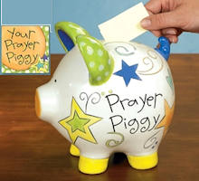 Prayer Piggy Bank Inspirational Ceramic