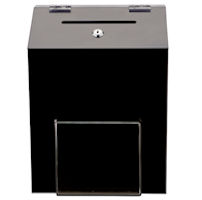 Black Wall Mounted Donation Box w/ Pocket