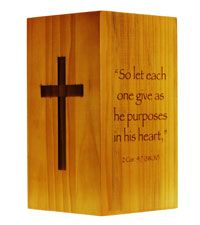 Wood Donation Box With Cross - Church Tithe Box