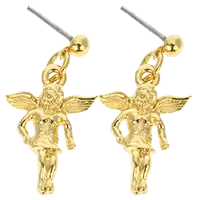 Gold Angel Drop Earrings - Cherub Drop Earrings