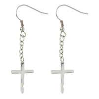 Stainless Steel Dangle Cross Earrings