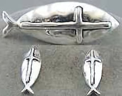 Fish w/ Cross Pendant, Earring Set