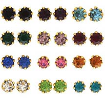 Birthstone Gold Plated Stud Earrings Jan - Dec