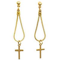 Gold Cross Dangle Earrings