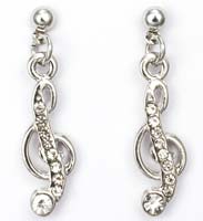 Music G Clef Rhinestone Earrings