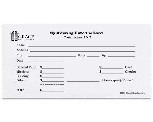 Custom Printed Church Envelopes - Black Ink, 1 Side - Front