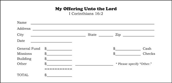 Church Offering Envelopes -Black Ink On Both sides 