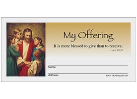 Jesus with Children Church Offering Envelopes Full Color (Pkg of 200)